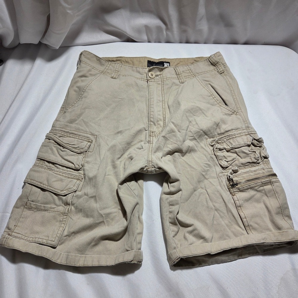 Ocean Pacific OP Mens Cargo Shorts Tan Wheat Cotton Utility Multi-Pocket Size 32